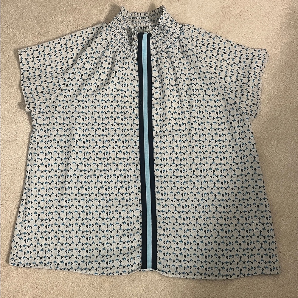 Black and Blue Patterned Blouse